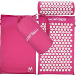 Yoga Lotus Spike Acupressure Mat Pillow Set Back Body Massager Acupuncture Cushion Mat Relieve Stress Tension Pain w/ Carry Bag